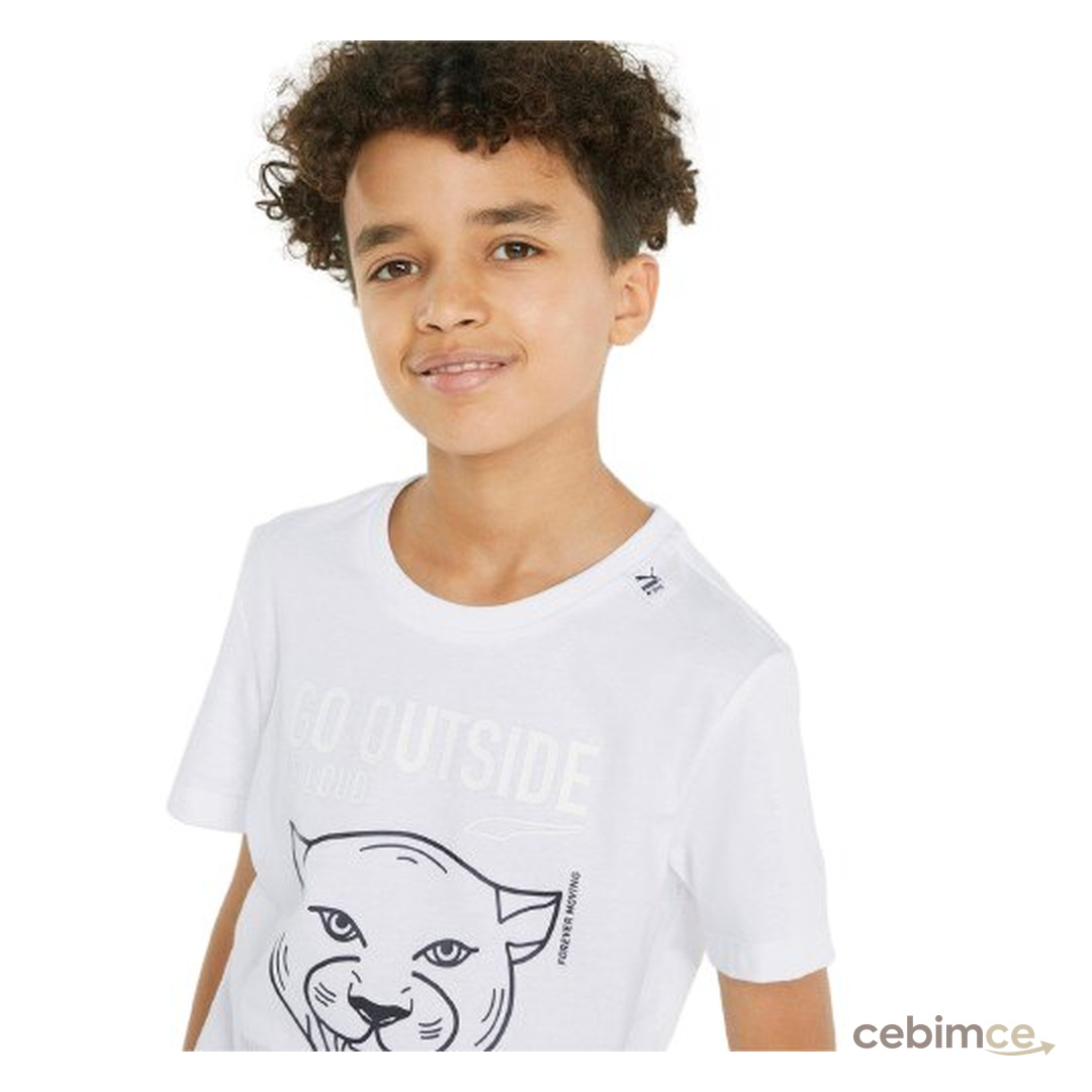 Puma Play Uv Graphic Çocuk Tişört 846964 02 Beyaz