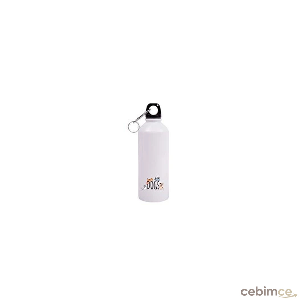 Biggdesign Dogs Karabinerli Alüminyum 400 ML Beyaz Matara