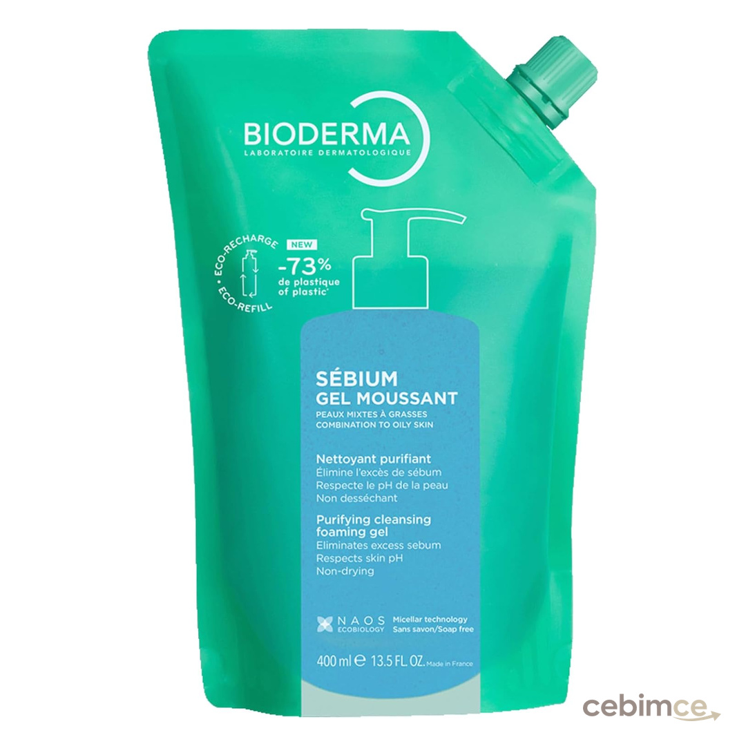 Bioderma Sebium Foaming Gel Karma Yağlı Ciltler Temizleme Jeli Yeniden Dolum Paketi 400ml
