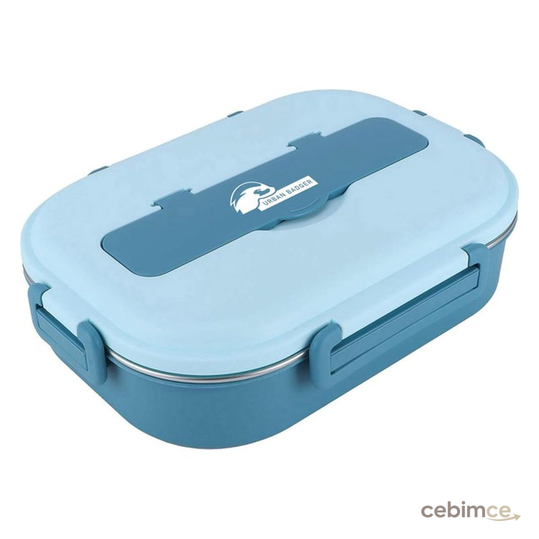 Delixa 304 Paslanmaz Çelik Mavi Lunchbox 1000 ml ve 1 Adet Çelik Kaşık, Dayanıklı Kamp Ekipmanları, Kamp Ak