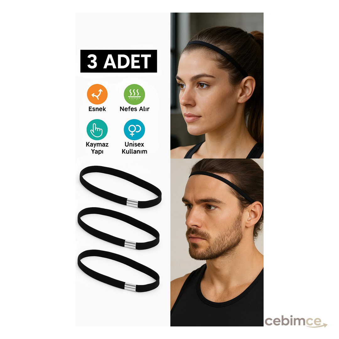 BiWini Kaymaz Sporcu Saç Bandı – Fitness, Koşu, Yoga & Antrenman Unisex (5MM)