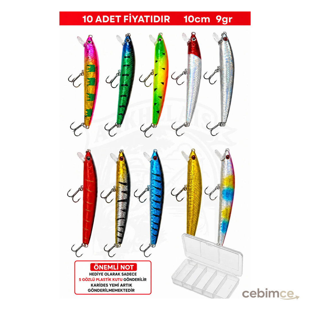 Arkhelais Minnow Suni Balık Yemi 10 cm 9 gr - Levrek Lüfer Palamut Turna Alabalık Spin At-Çek Yapay Yem 10’lu Kutu Hediyeli