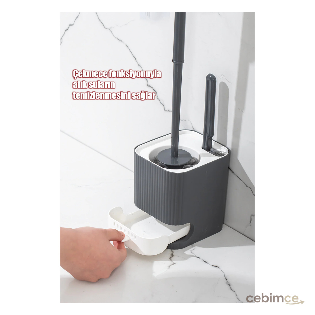 Porsima 2027 Su Akıtmayan Yapışkanlı Banyo Lavabo Wc Temizleme Fırçası- 2li Tuvalet Fırçası-beyaz