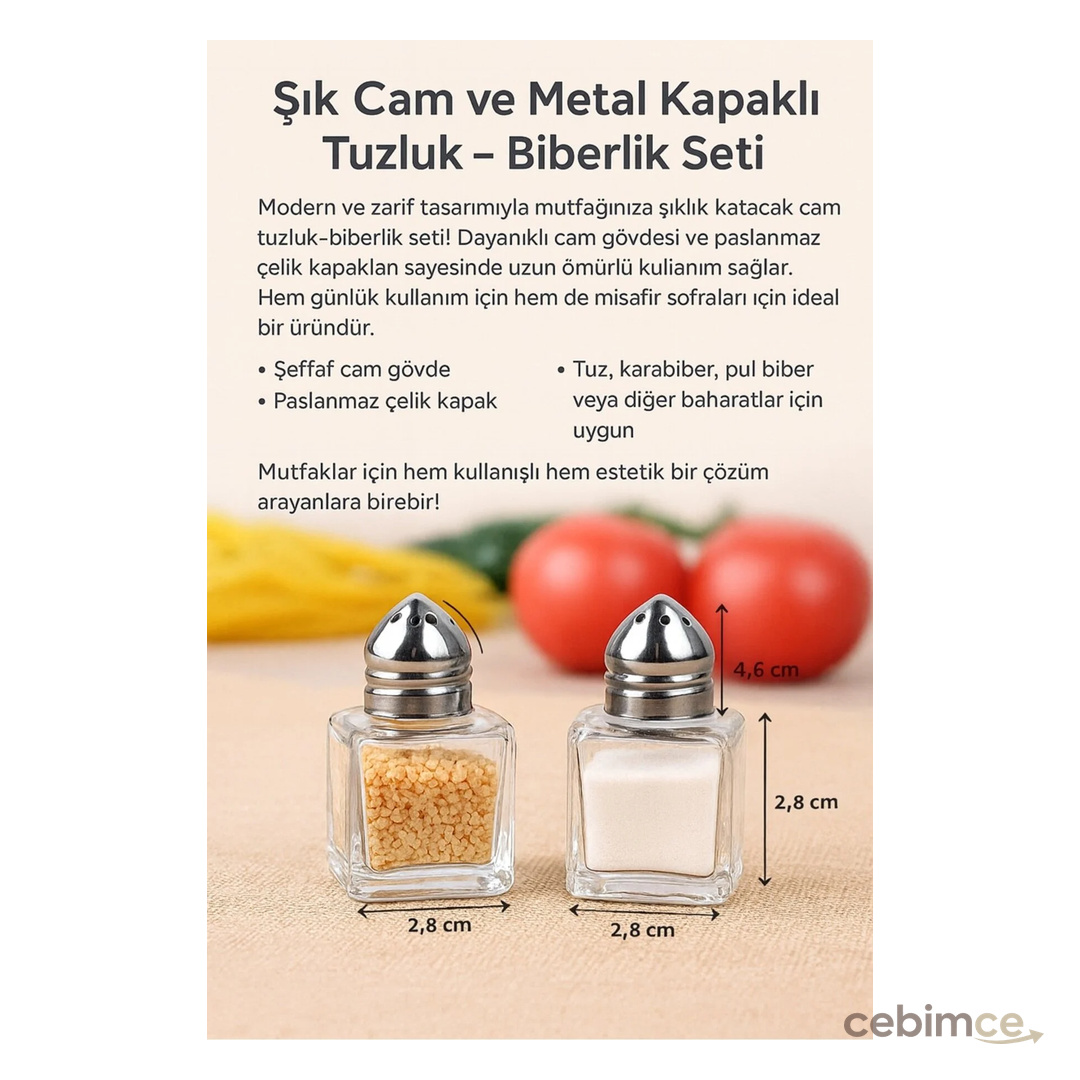 keyfisepet en keyifli sepet Salty Cam 1 Adet Tuzluk 20ml Oval Tek Kişilik Tuzluk-karabiberlik Seti Paslanmaz Çelik Kapak