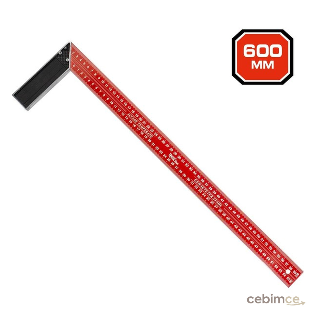 Rox Wood 0208 Marangoz Gönye 600 mm Dayanıklı Alüminyum Döküm Sap ile Profesyonel Kalite