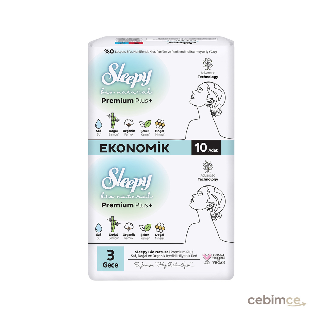 Sleepy Bio Premium Eco Hijyenik Ped Gece 10'lu