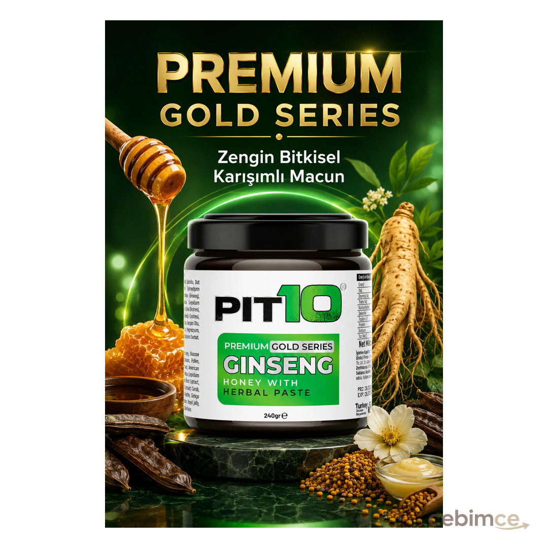 Pit10 Ginseng, Panax, Tribulus Terrestris, Kuvvet Bitkisel Karışımlı Macunu Mesir Macun 240 gr