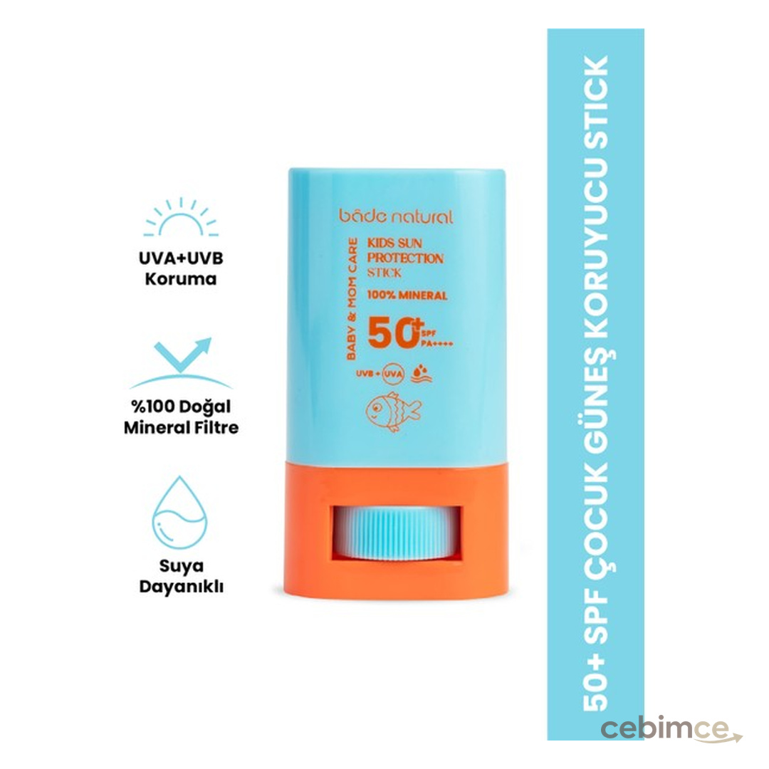 Bade Natural %100 Doğal ve Mineral Filtreli Yüksek Korumalı Çocuk Güneş Koruyucu Stick 16g