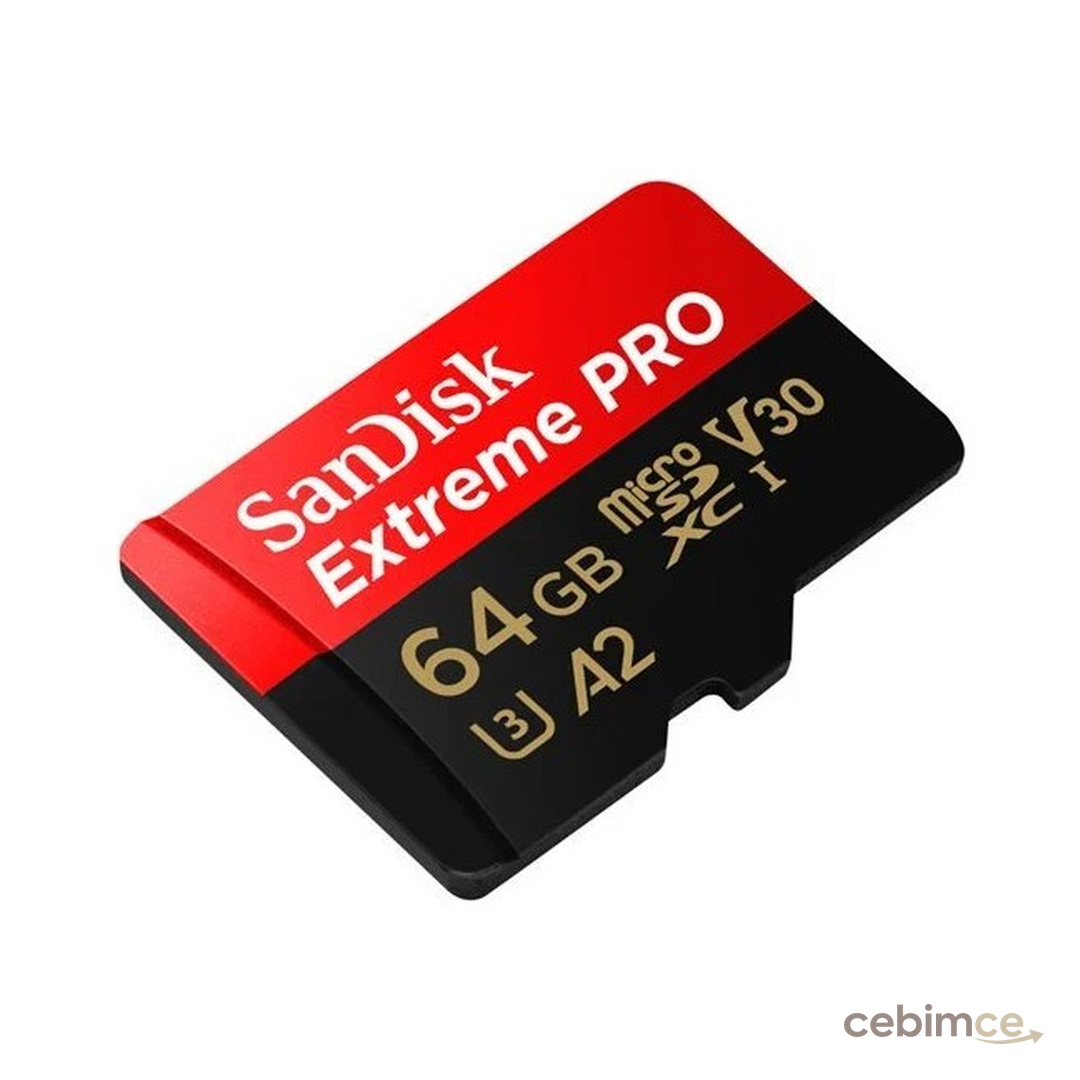 Sandisk SDSQXCU-064G-GN6MA - Sandisk Extreme Pro 64GB 20090MBS Microsdxc Uhs-I A2 V30 Hafıza Kartı | DJI Türkiye Karacasulu Garantili |