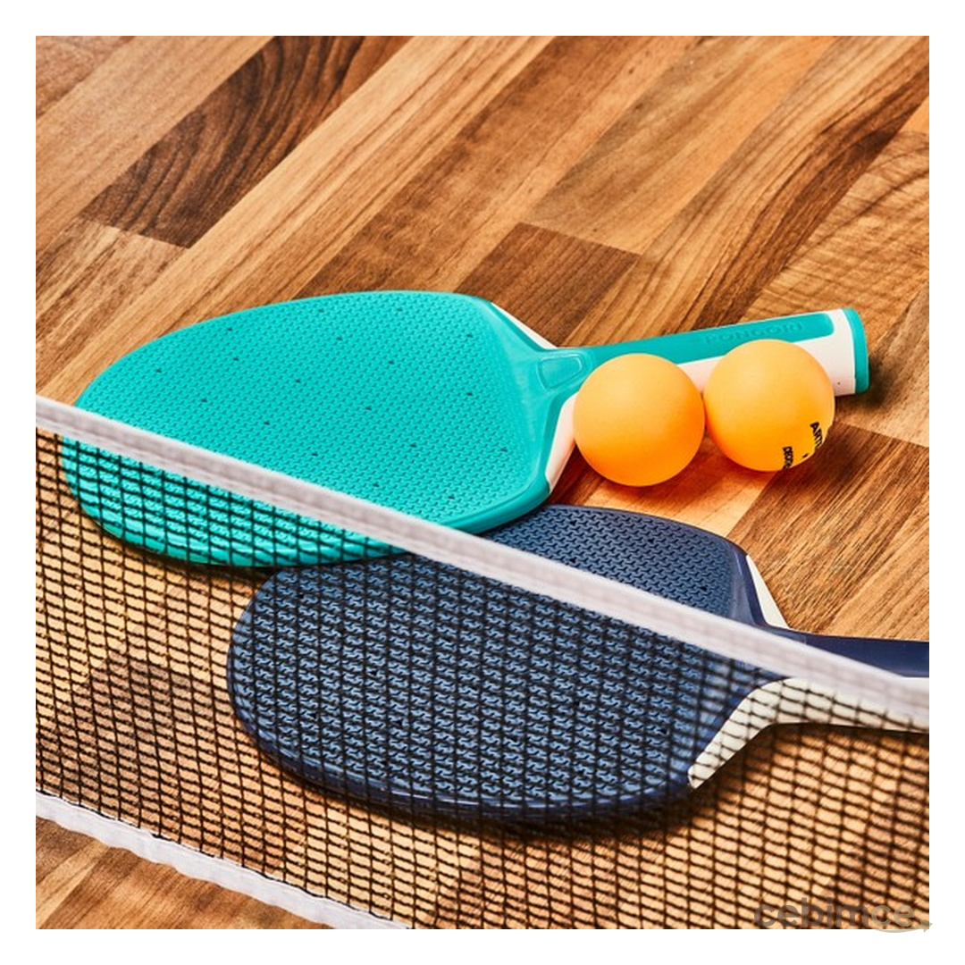 Decathlon Pongori ROLLNET Masa Tenisi Seti - 2 Raket / 2 Top - Beyaz / Gri