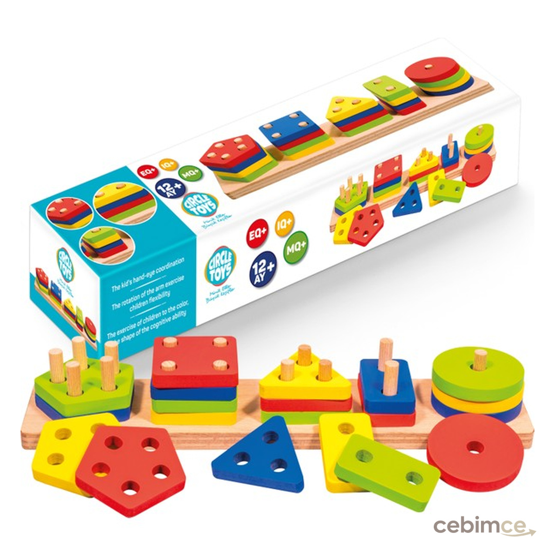 Circle Toys Ahşap Geometrik Şekiller 5’li