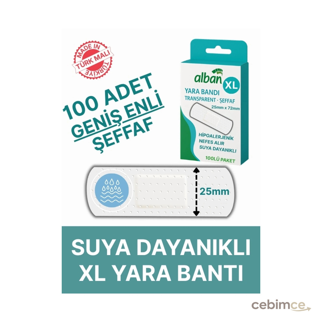 Alban Şeffaf Yara Bandı 25mm X 72mm 100 Lü Paket